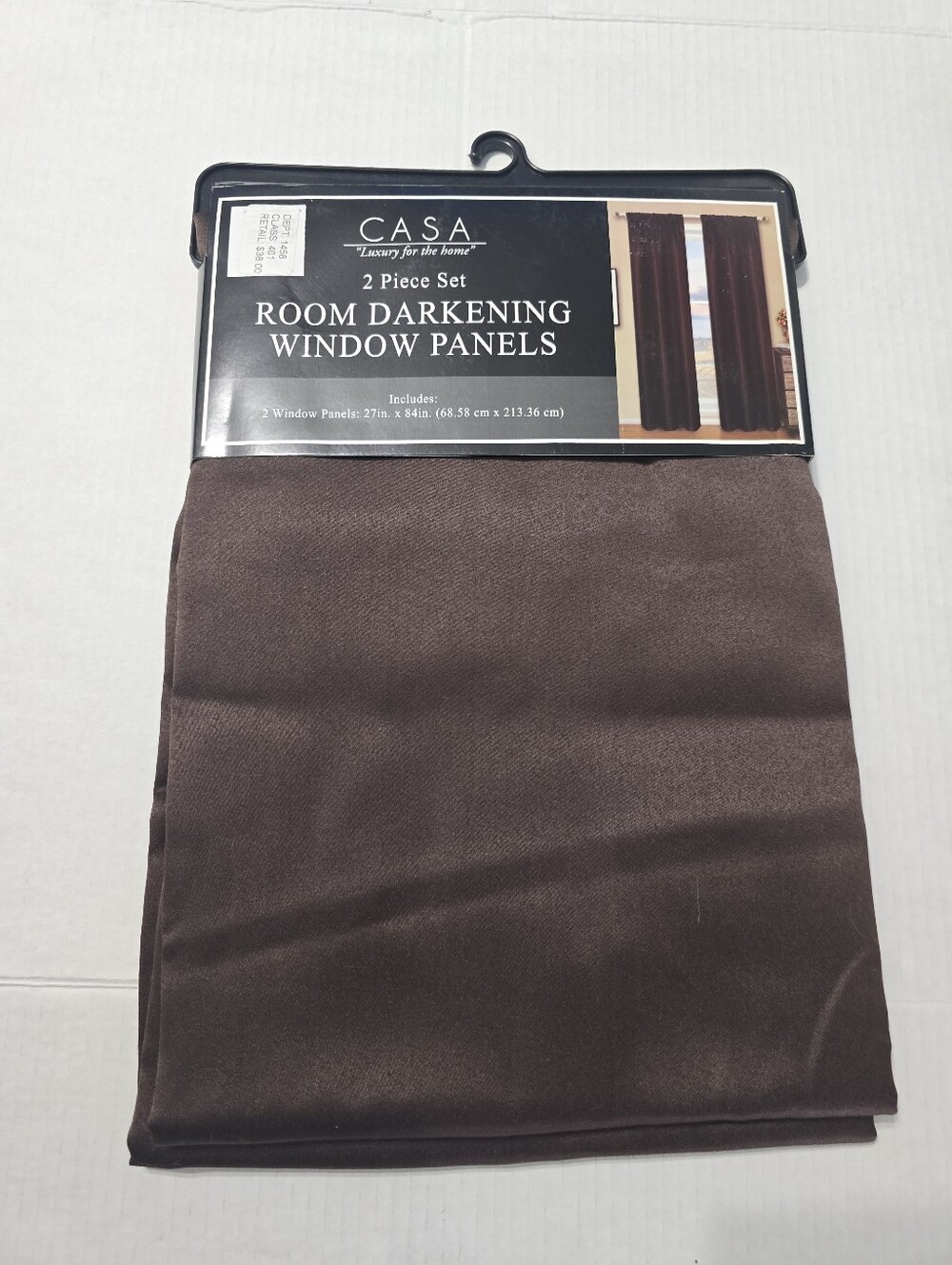 Idea Nuova Inc. CASA 2 pc Set Room Darkening Window Panels Dark Brown 27" X 84"